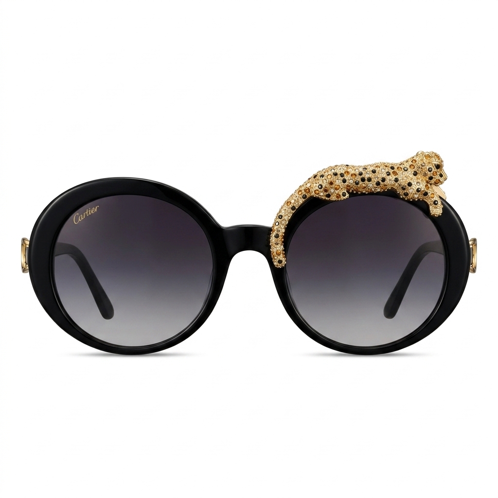 Cartier Panthère Round Black Sunglasses