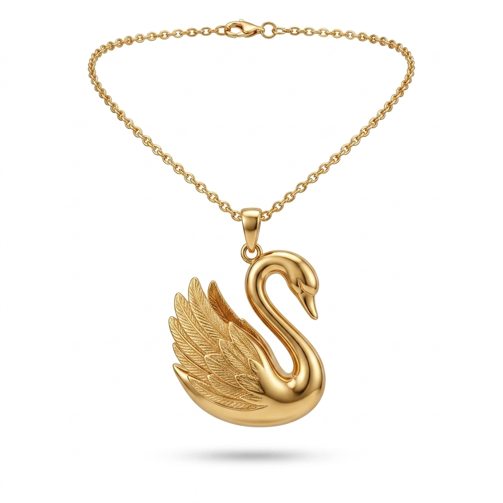 Elegant Swan Gold Plated Pendant Necklace for Women