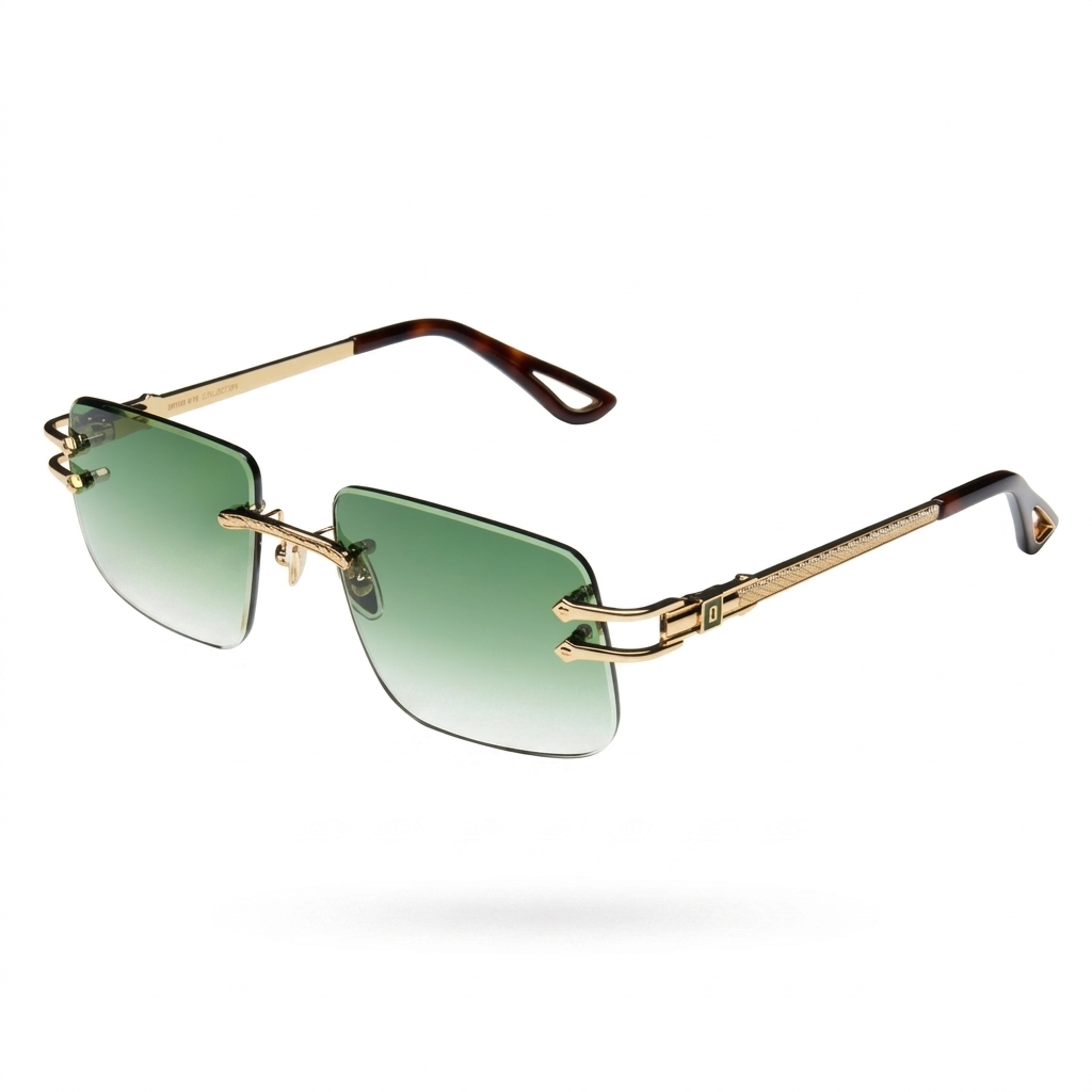 Stylish Rimless Green Gradient Sunglasses