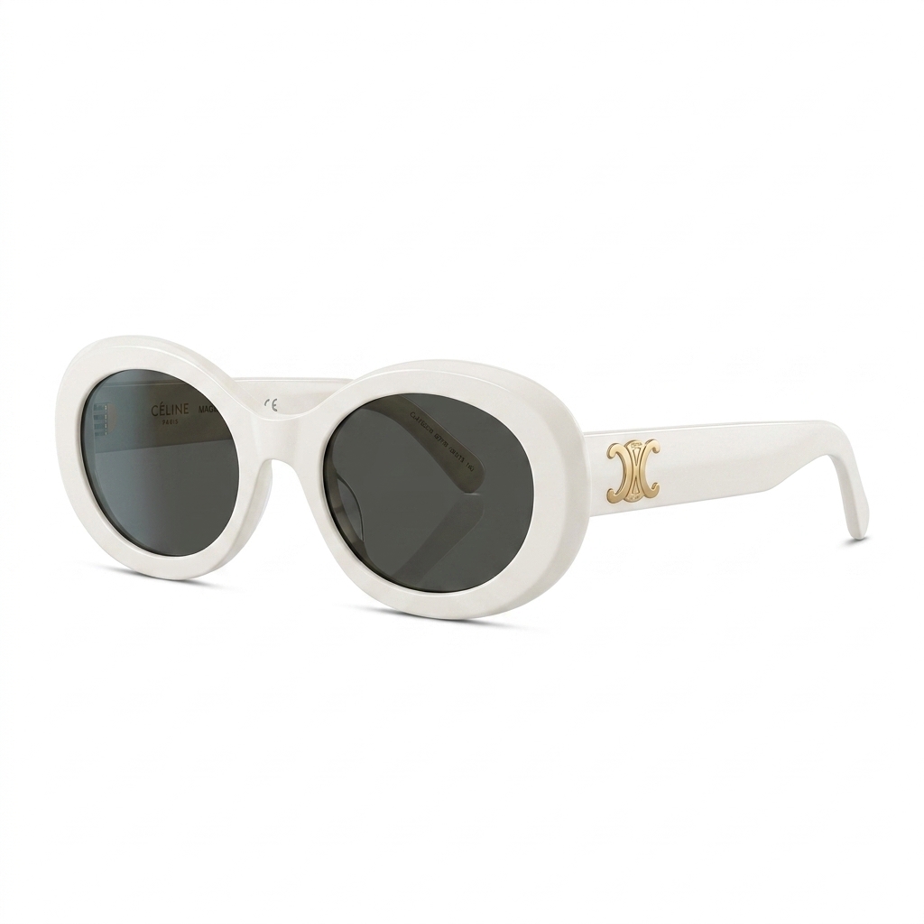 Celine White Chunky Oval Triomphe Sunglasses