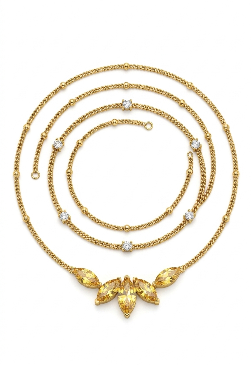 Elegant Gold Plated Multi-Layered CZ Stone Necklace