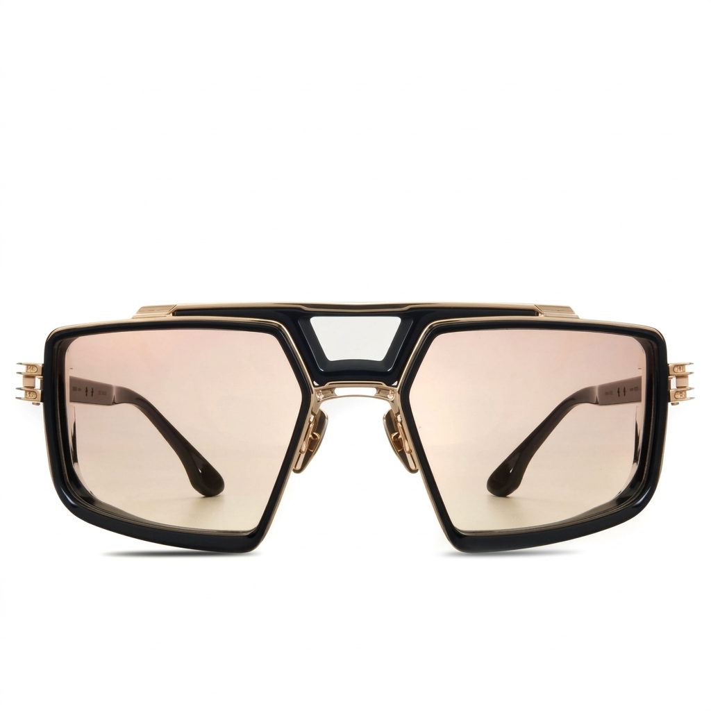 Trendy Square Sunglasses | Black & Gold Frame