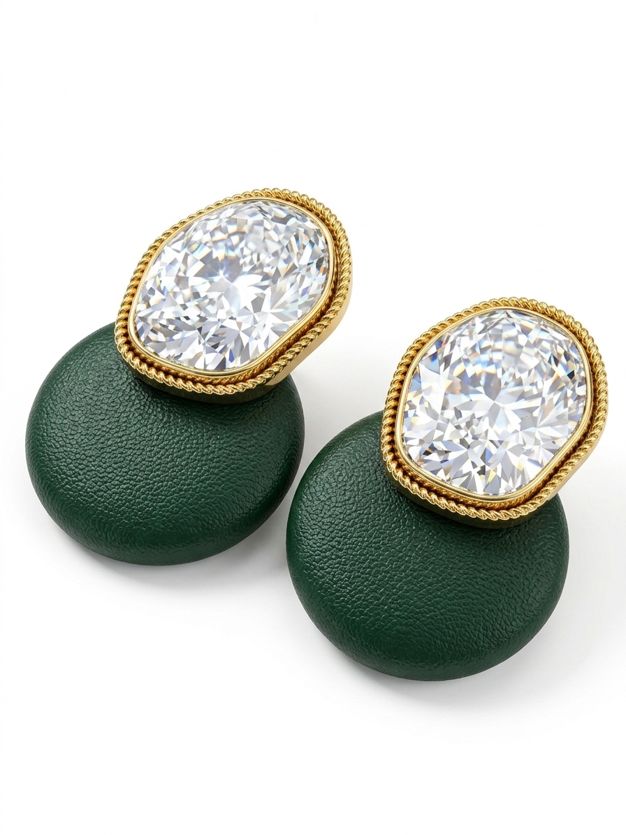 Elegant Green Faux Diamond Drop Earrings for Women