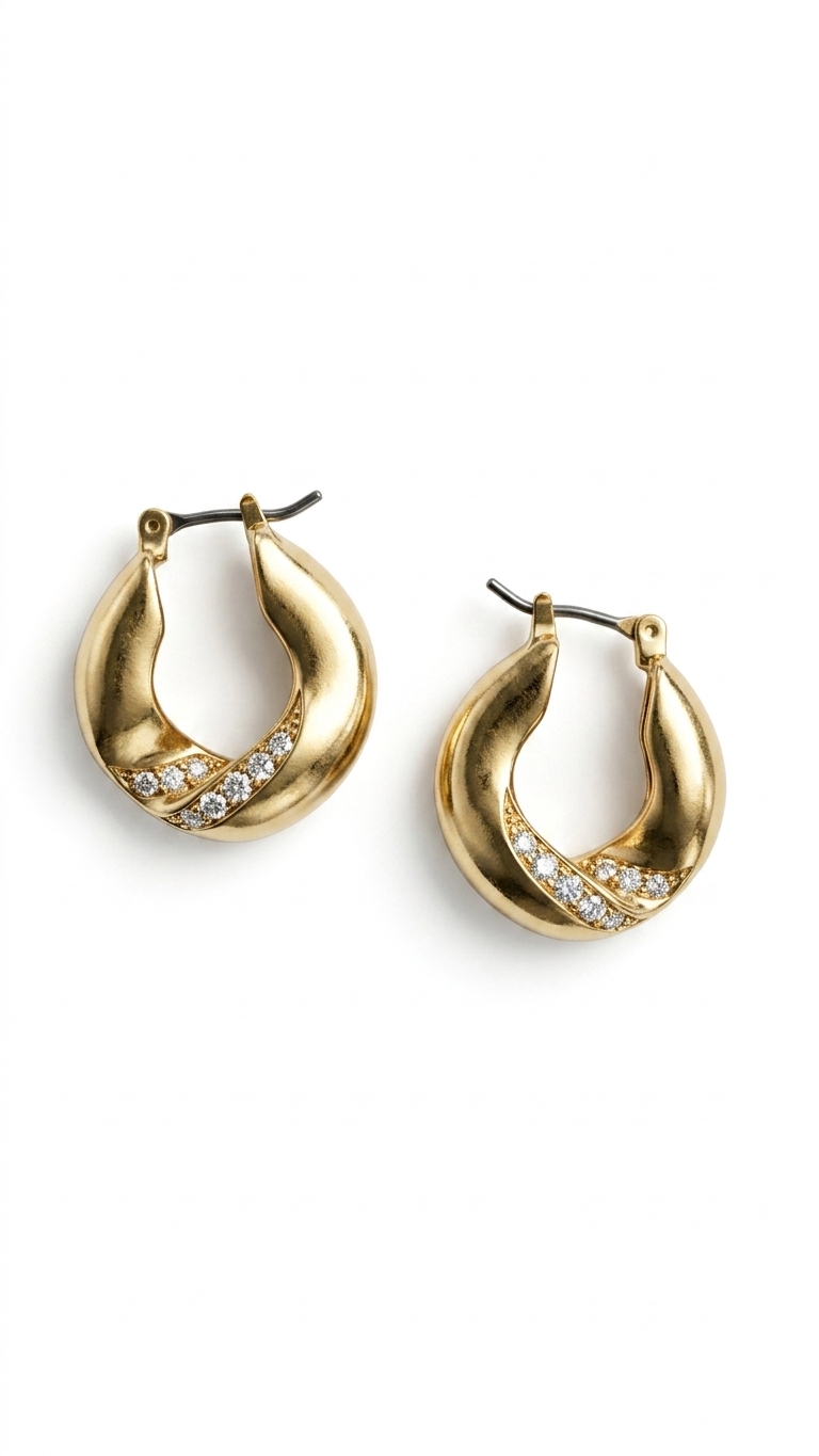 Elegant Gold Plated CZ Hoop Earrings for Women