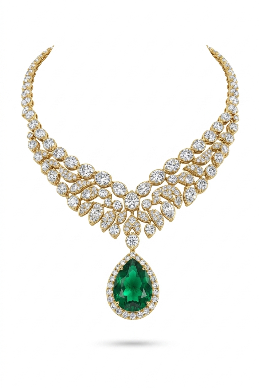 Emerald Green Stone Choker Necklace for Women