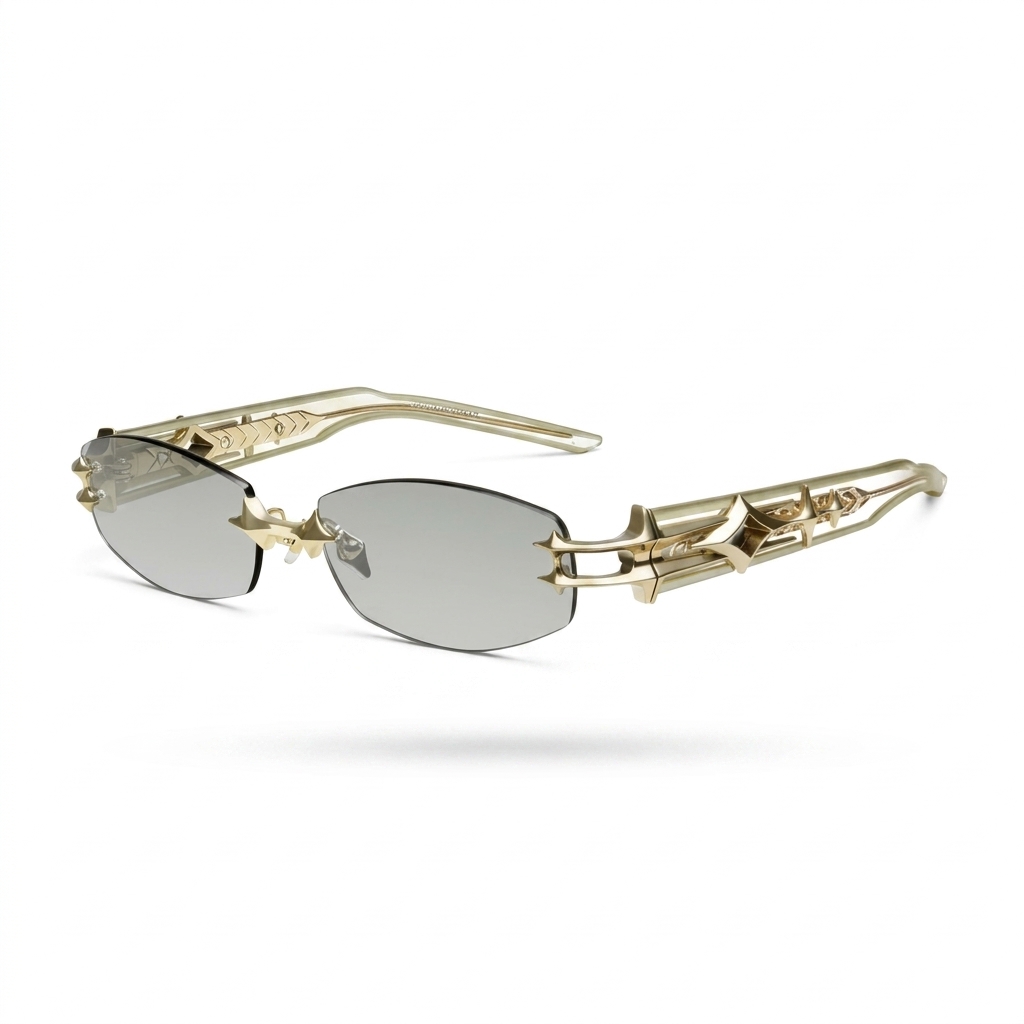 Unique Gold Tone Rimless Sunglasses