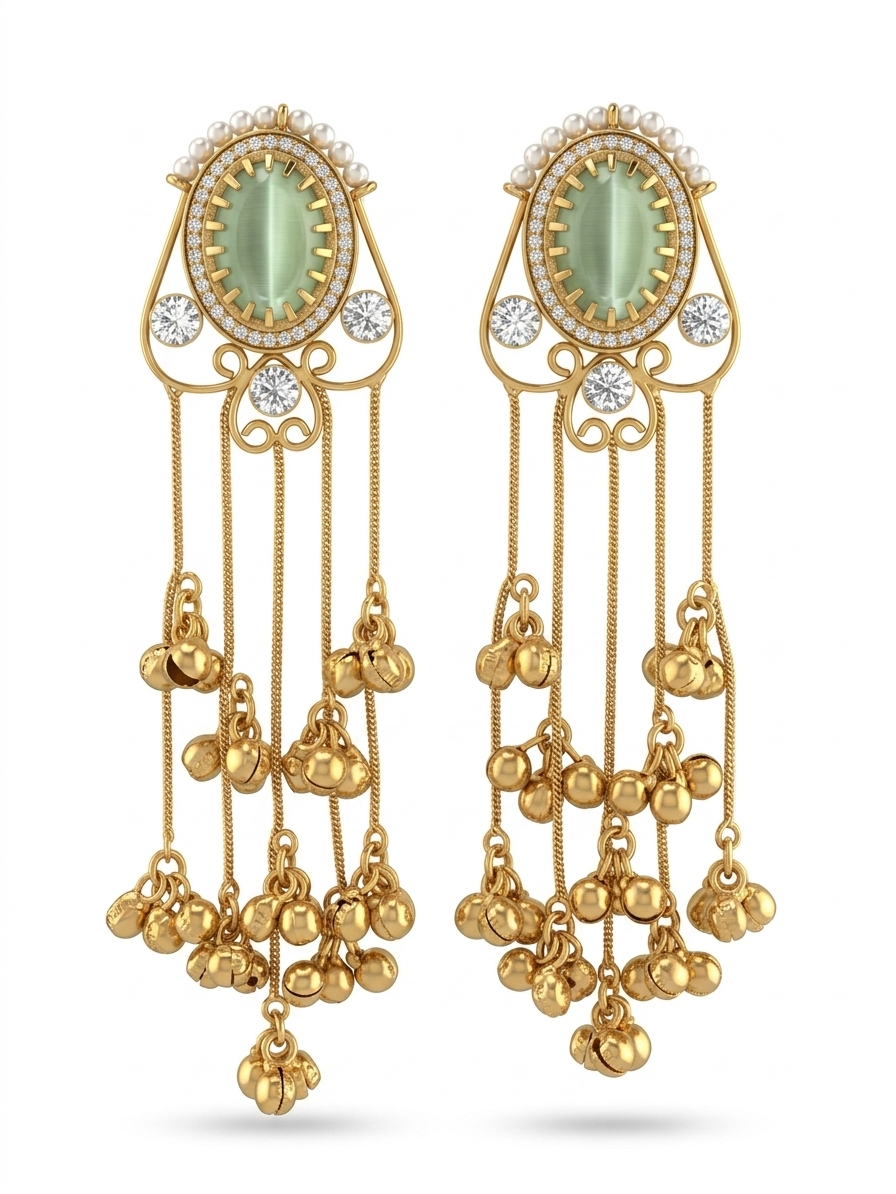 Ethnic Gold Plated Ghungroo Drop Earrings