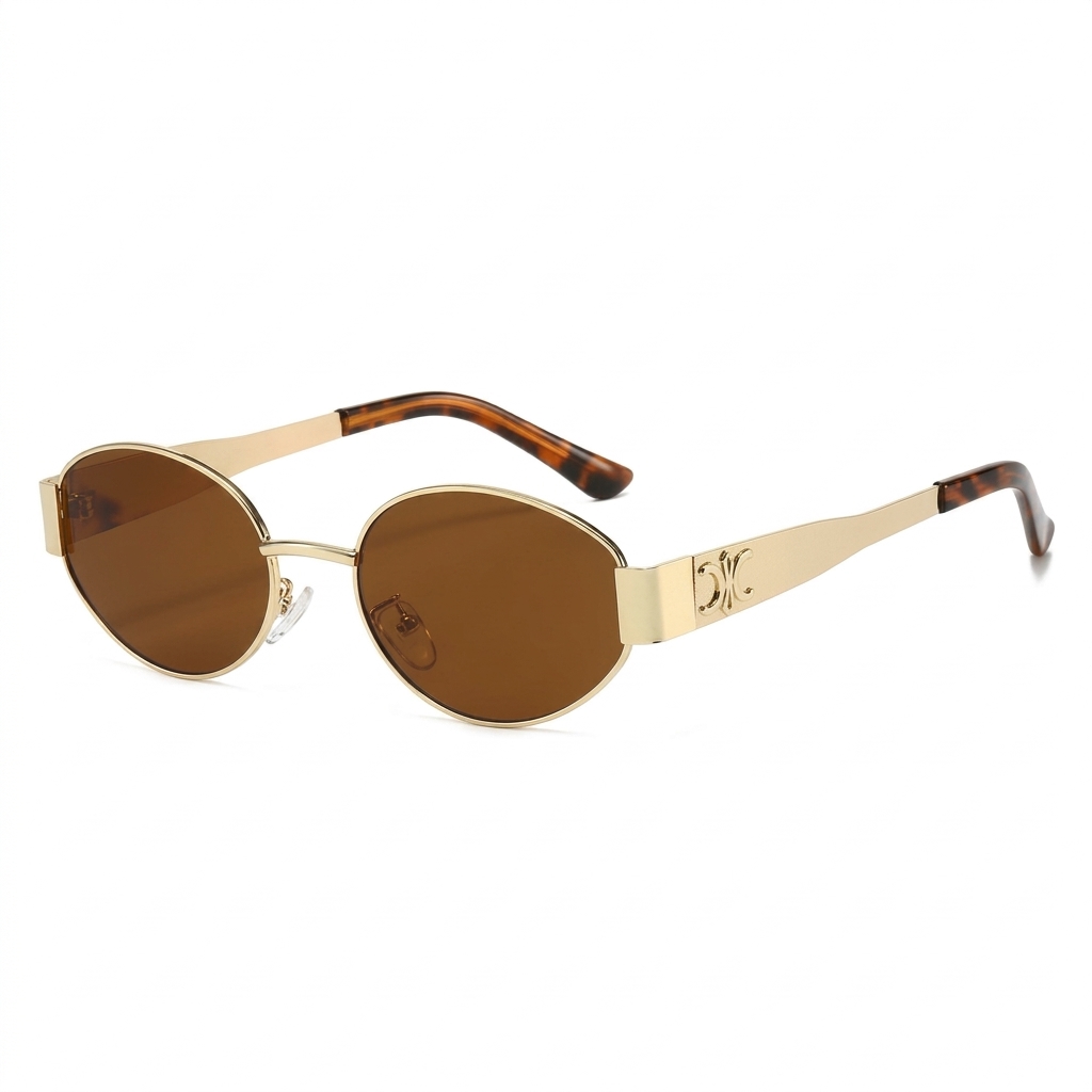 Stylish Oval Gold Frame Sunglasses