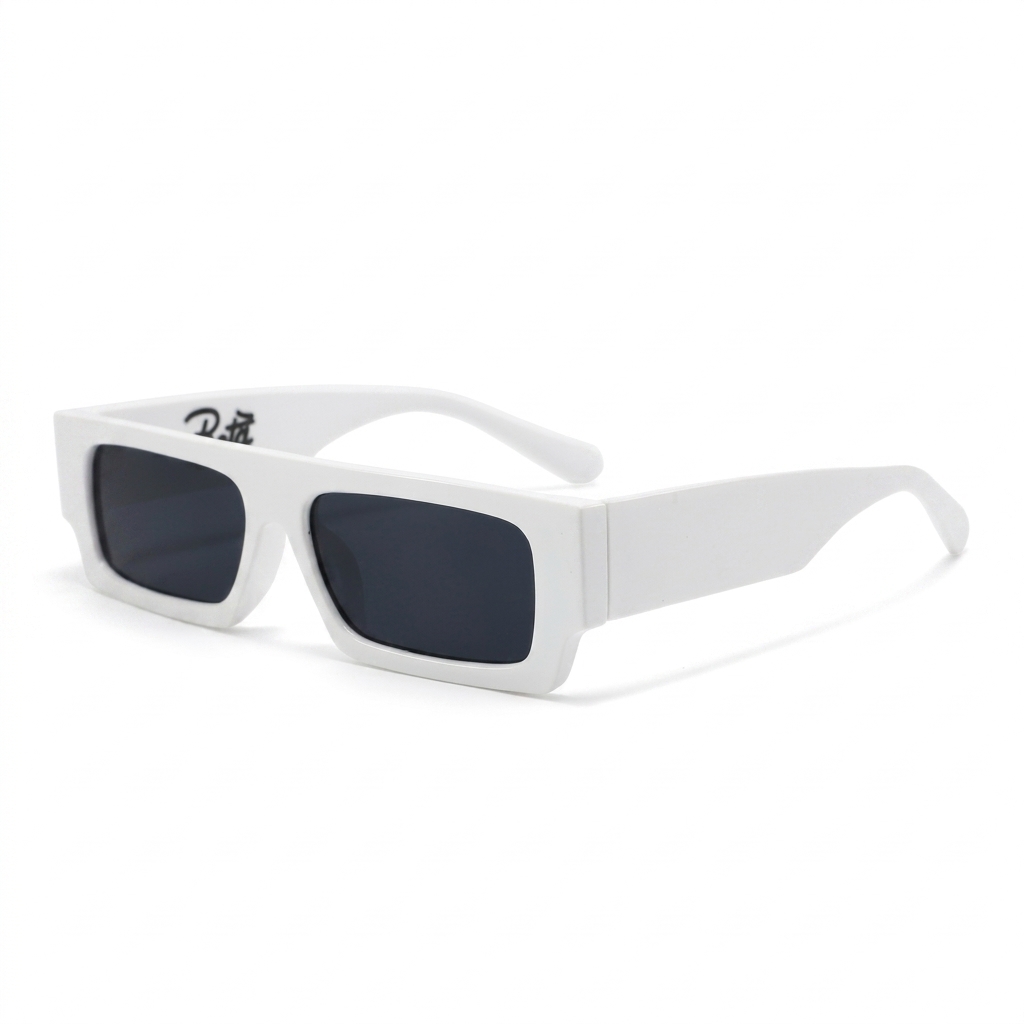 Trendy White Rectangular Sunglasses