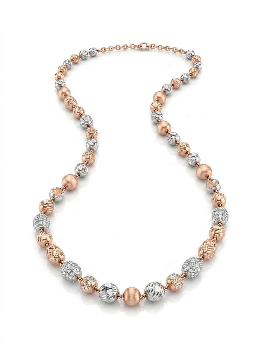 Two-Tone Beaded Necklace | Artificial CZ Jewelry
