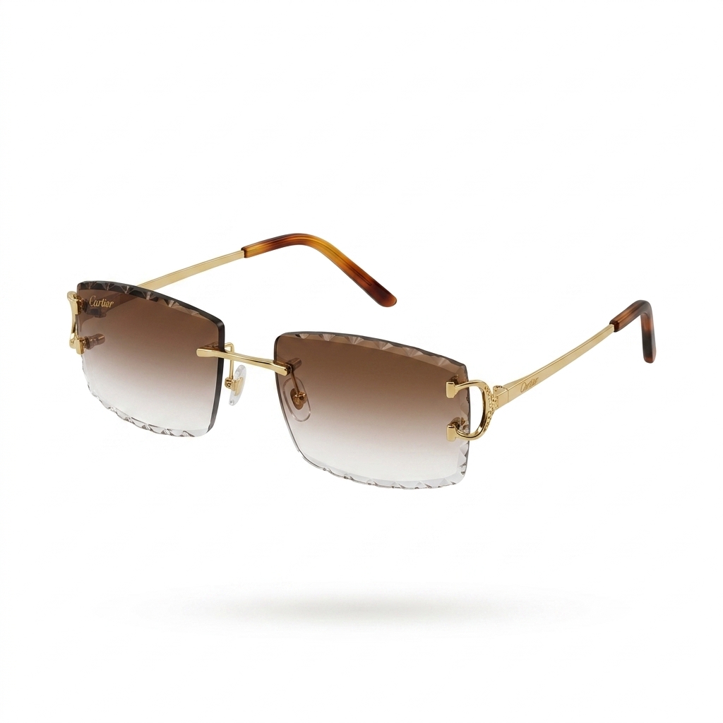 Luxury Rimless Gold Frame Gradient Sunglasses