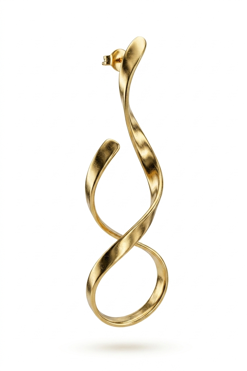 Gold Tone Abstract Twisted Drop Earrings for Women