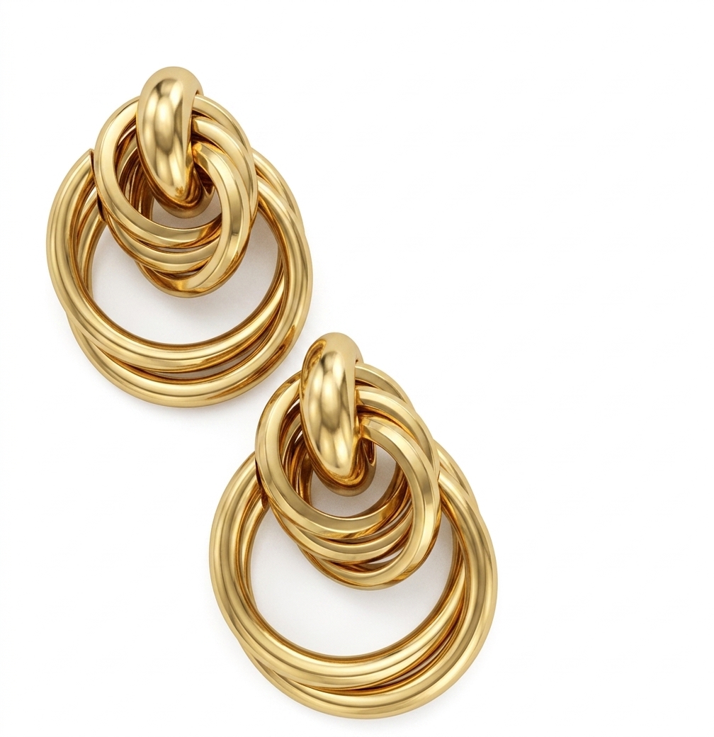 Stylish Gold Interlocking Earrings for Women