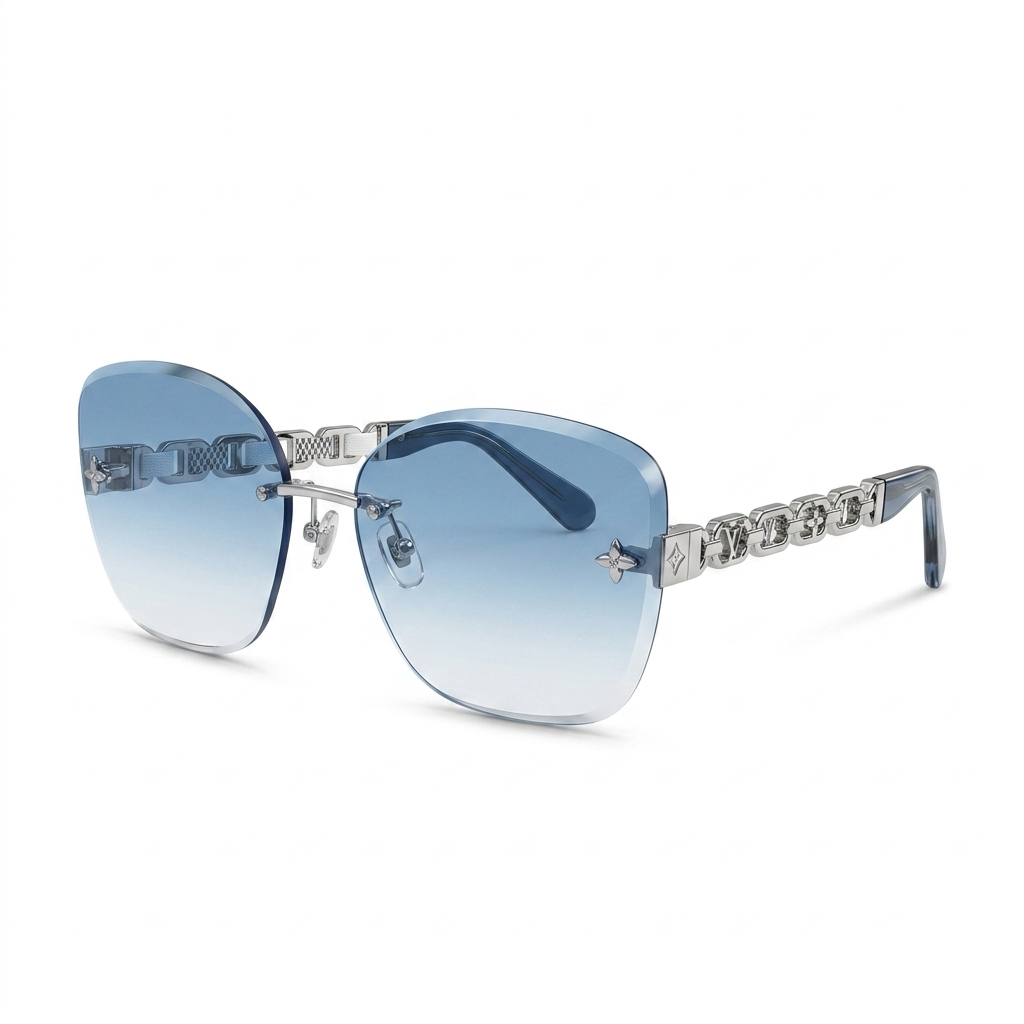 Rimless Blue Gradient Fashion Sunglasses