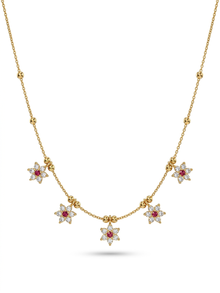 Floral Charm Gold Plated Necklace