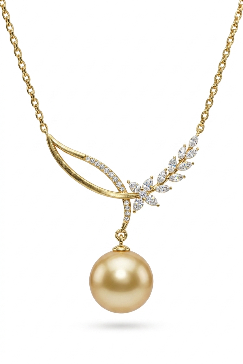 Elegant Pearl & CZ Gold Plated Necklace for Women
