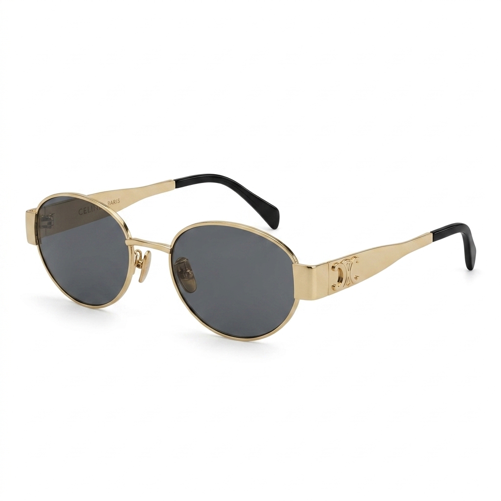 Stylish Oval Sunglasses for Women | Gold Frame
