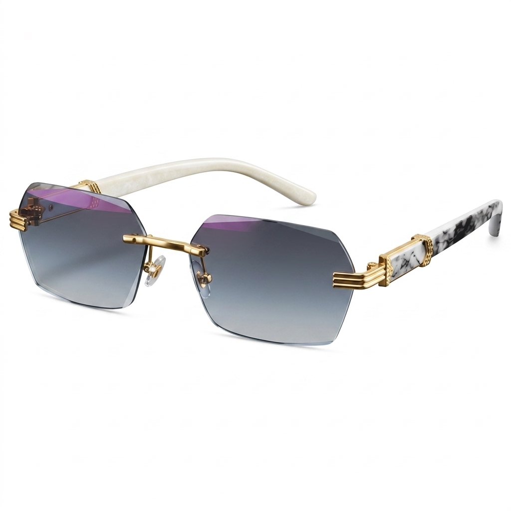 Rimless Hexagonal Sunglasses for Men & Women