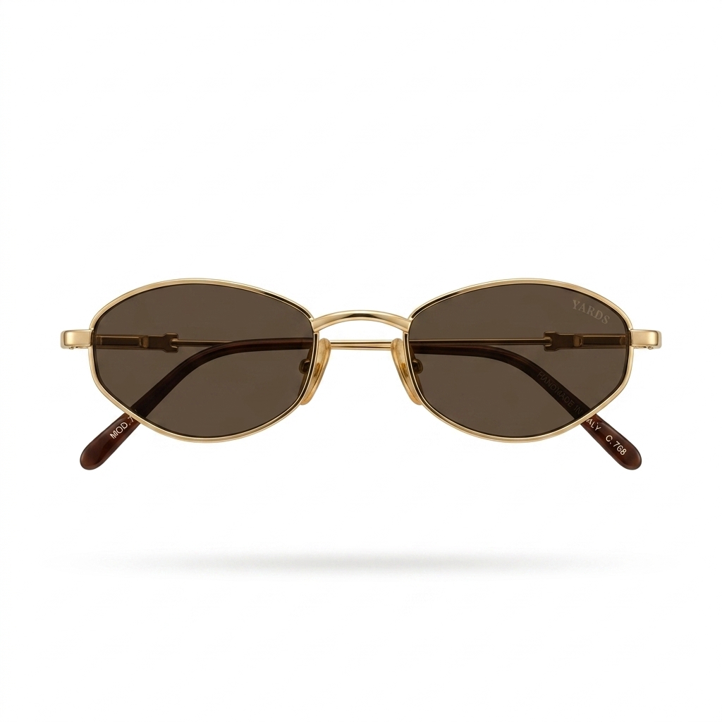 Gold Oval Metal Frame Sunglasses | Stylish Eyewear JAMD Mart