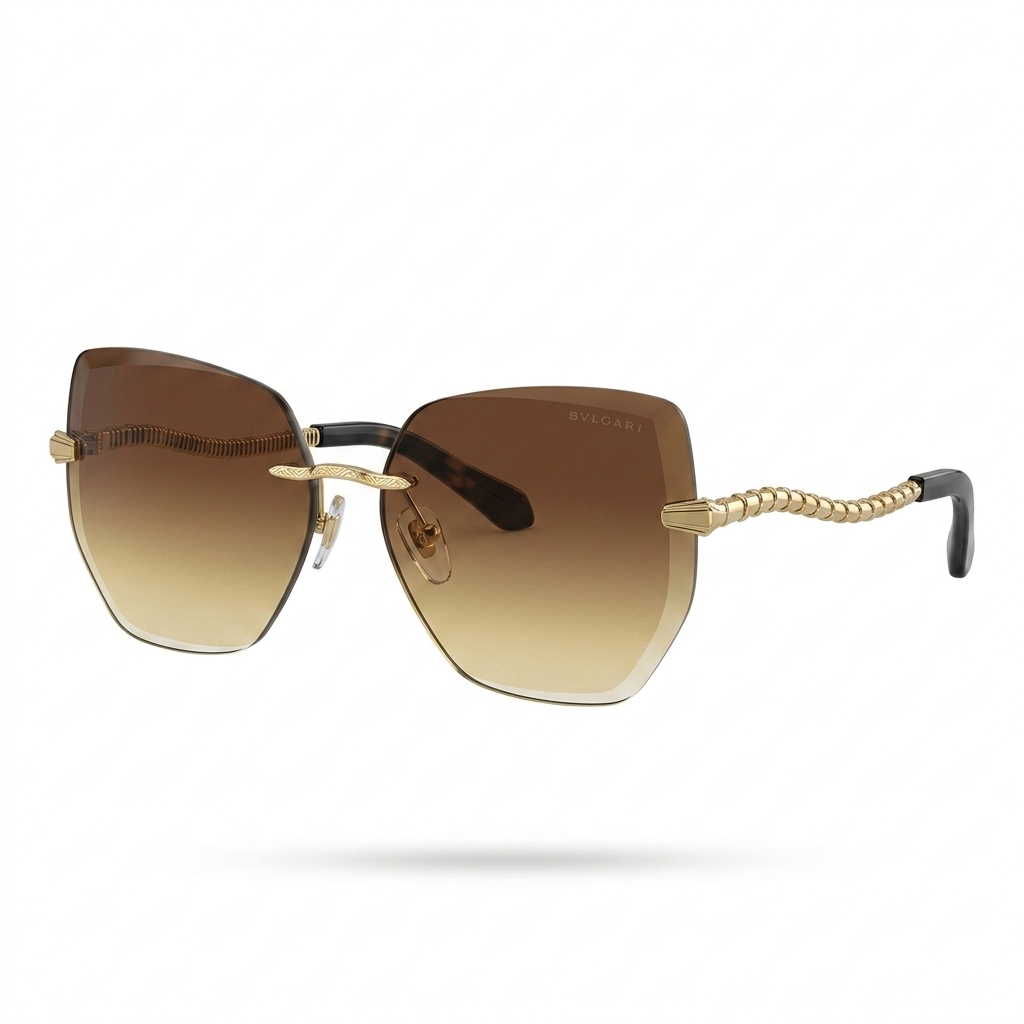 BVLGARI Style Women's Rimless Brown Sunglasses