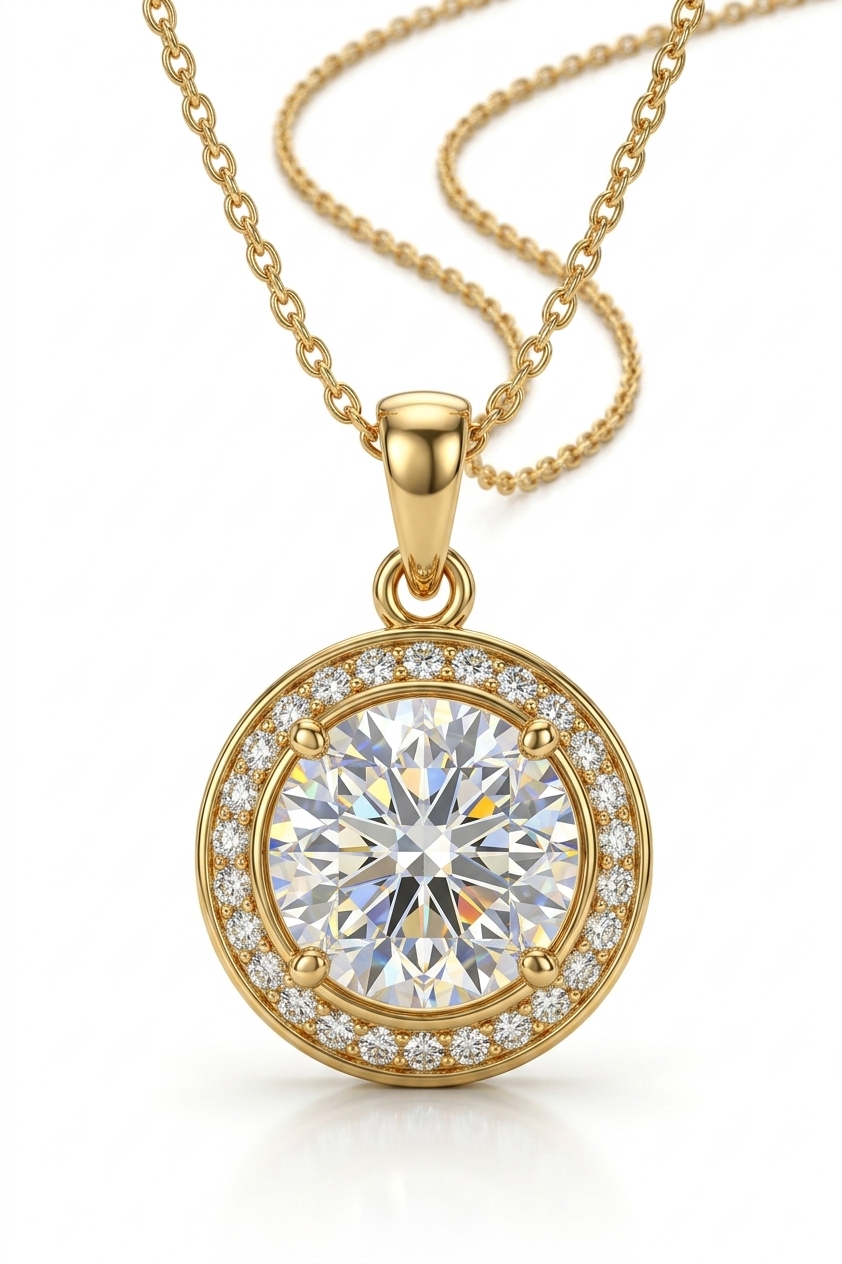 Gold Plated CZ Pendant Necklace for Women
