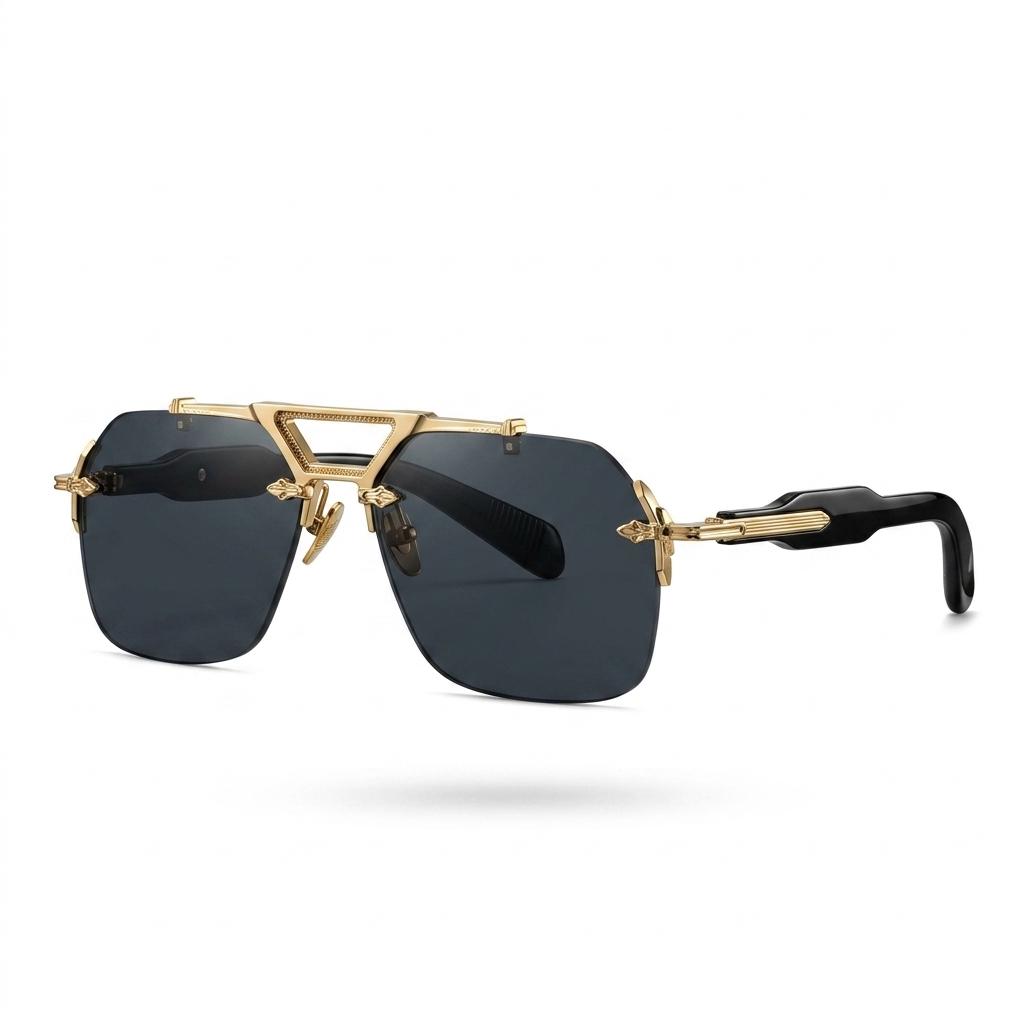 Stylish Gold Rimless Sunglasses for Men & Women
