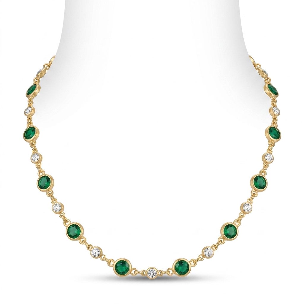 Elegant Gold Plated Emerald CZ Necklace for Women