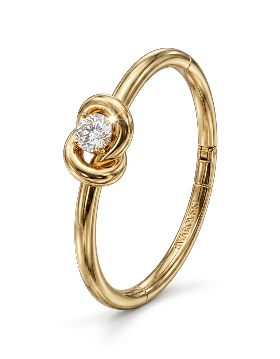 Swarovski Lifelong Knot Bangle Gold Tone