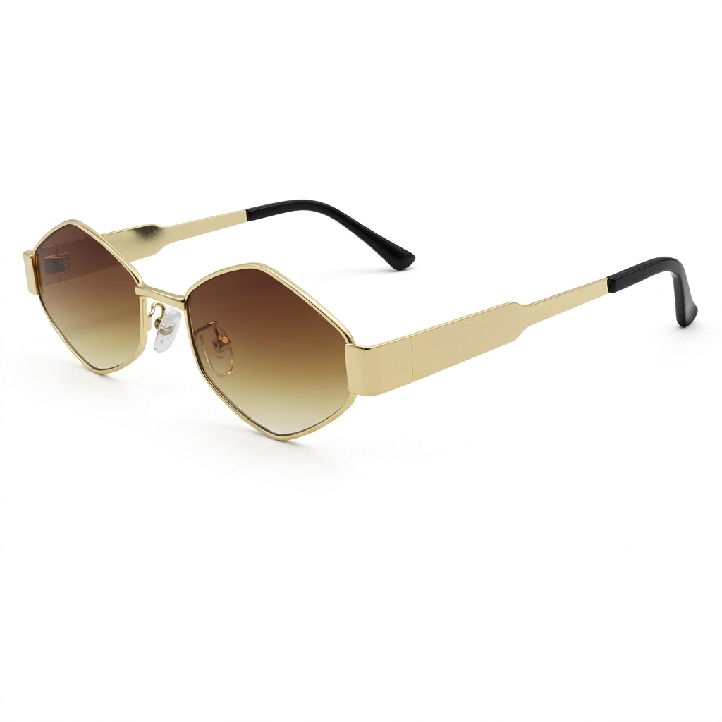 Trendy Hexagonal Gold Frame Sunglasses