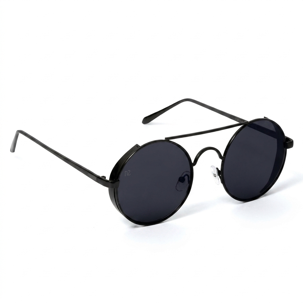 Black Round Steampunk Sunglasses for Men & Women