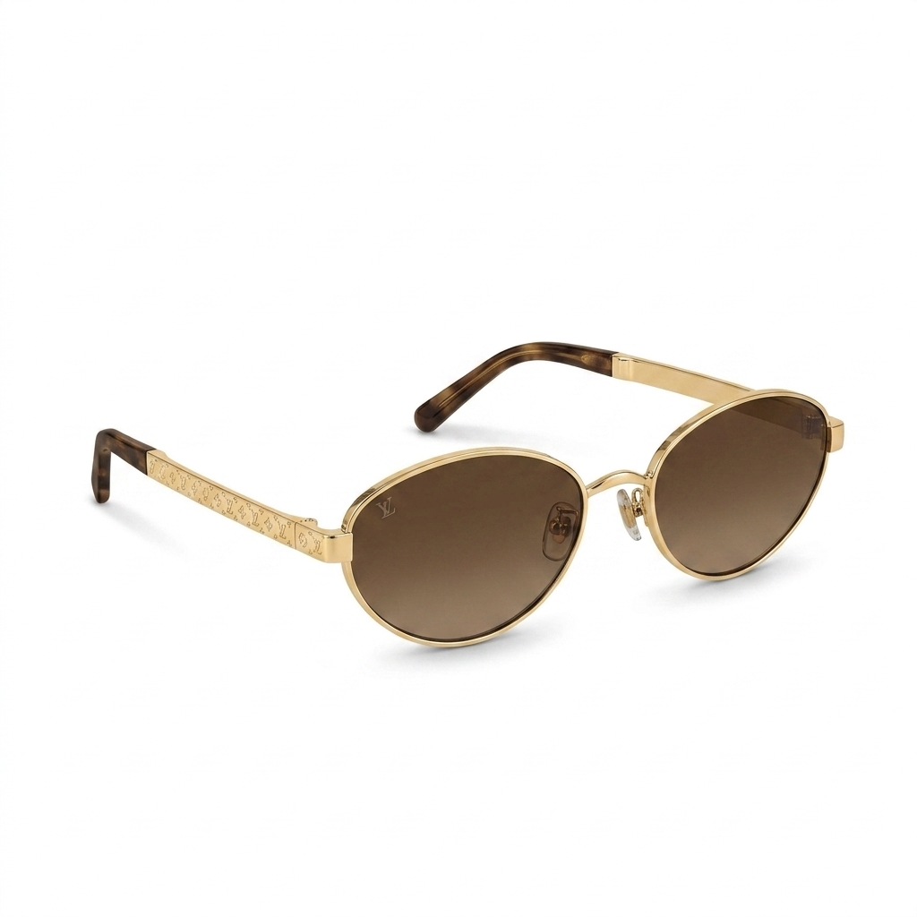 Louis Vuitton Oval Gold Brown Sunglasses