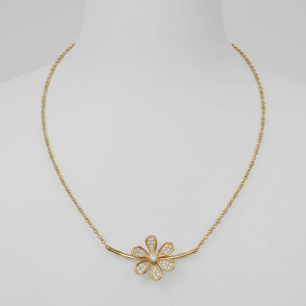 Elegant Floral Gold Plated Necklace for Women