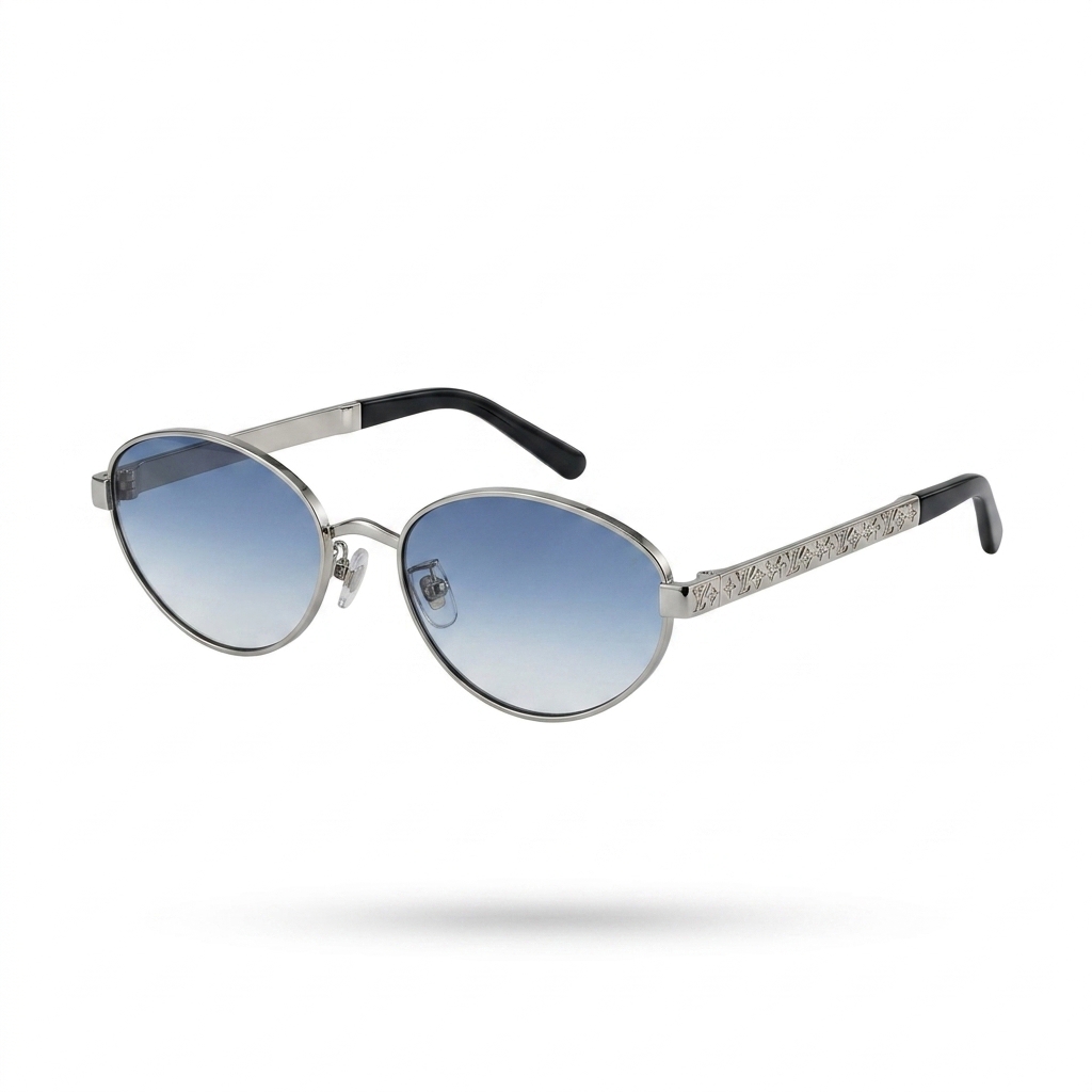 Stylish Oval Metal Frame Gradient Sunglasses