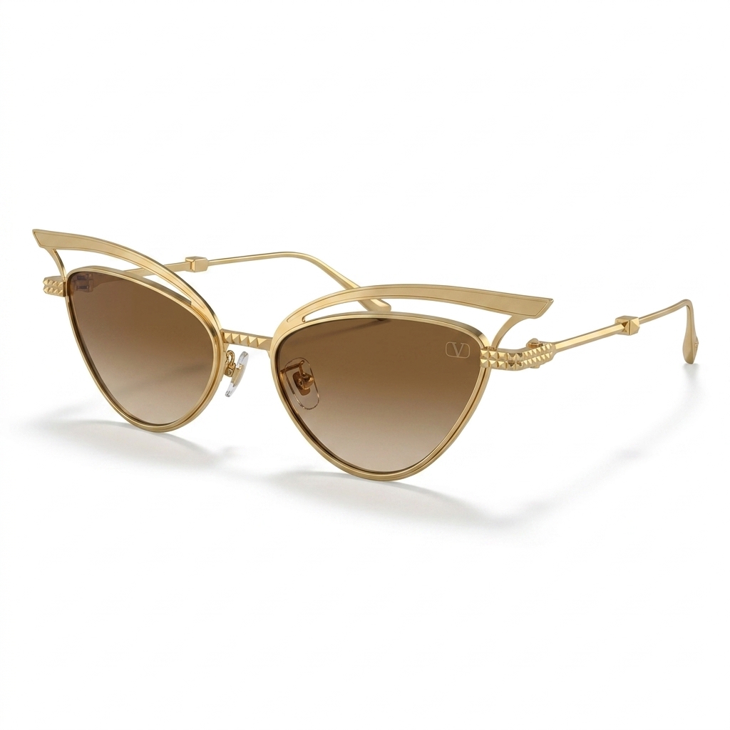 Stylish Gold Cat-Eye Studded Sunglasses