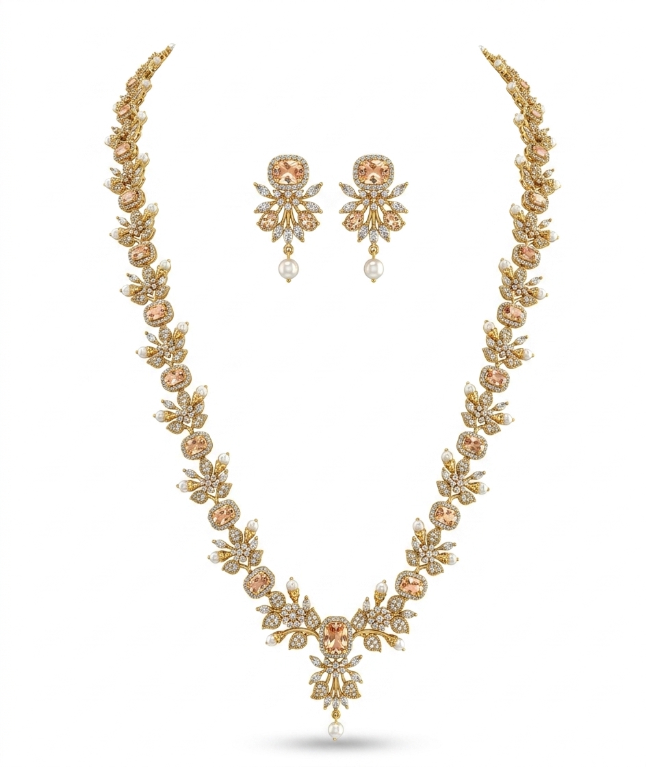 Ethnic Pearl & Stone Necklace Set for Women