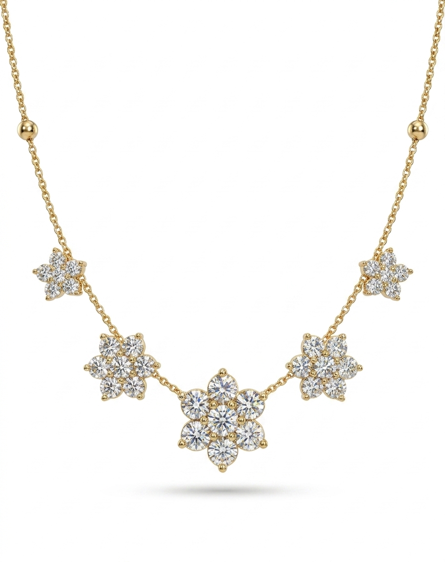 Elegant Flower CZ Gold-plated Necklace for Women