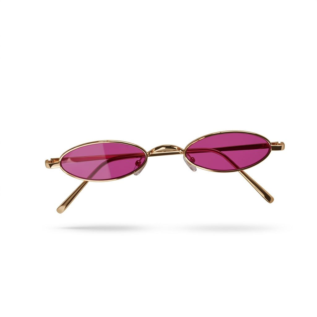 Stylish Oval Metal Frame Sunglasses Pink Lens