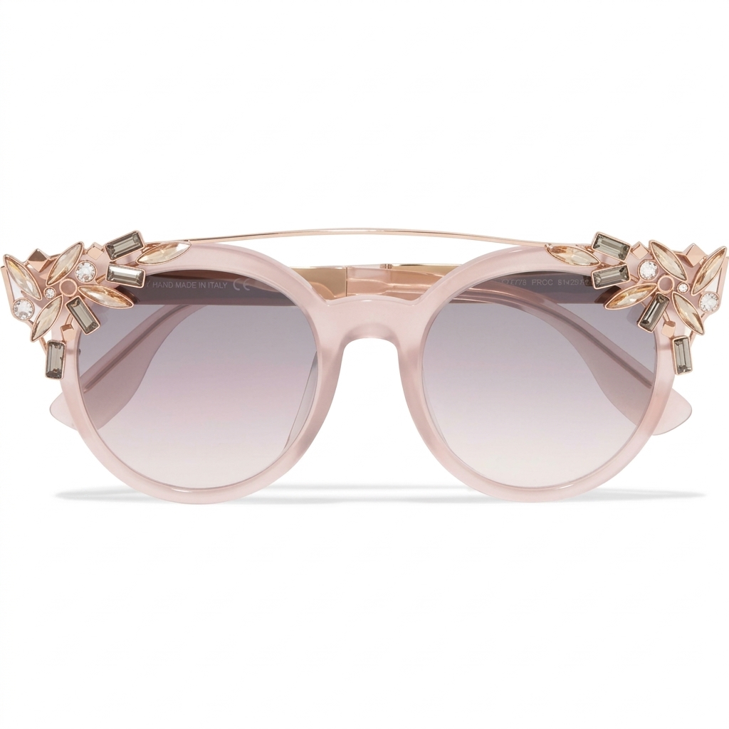 Stylish Embellished Round Sunglasses for Women