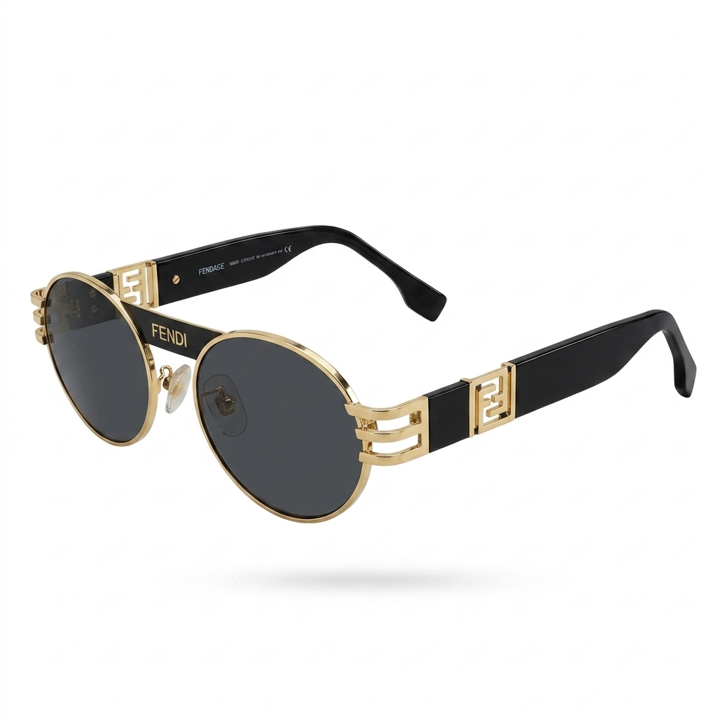 Fendi FENDAGE Oval Gold Black Sunglasses