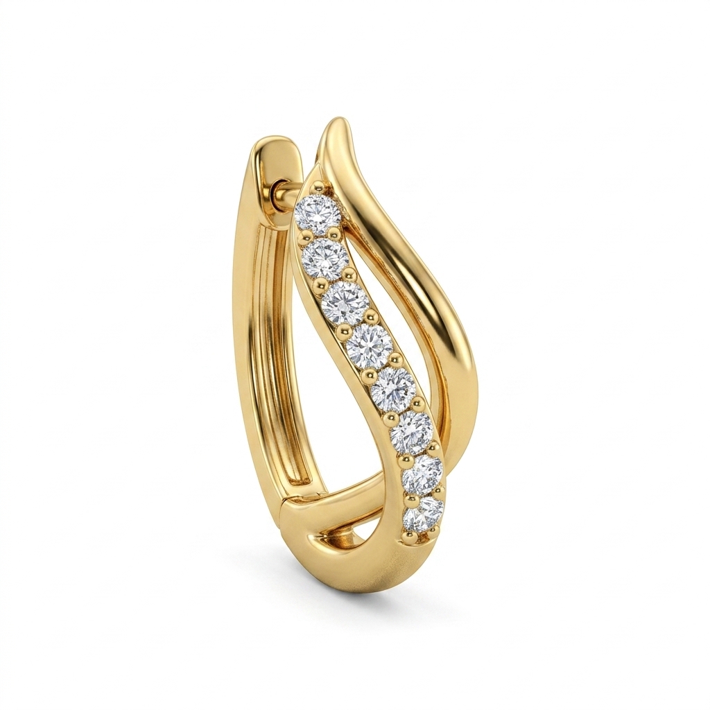 Gold Plated CZ Stone Hoop Earring for Women