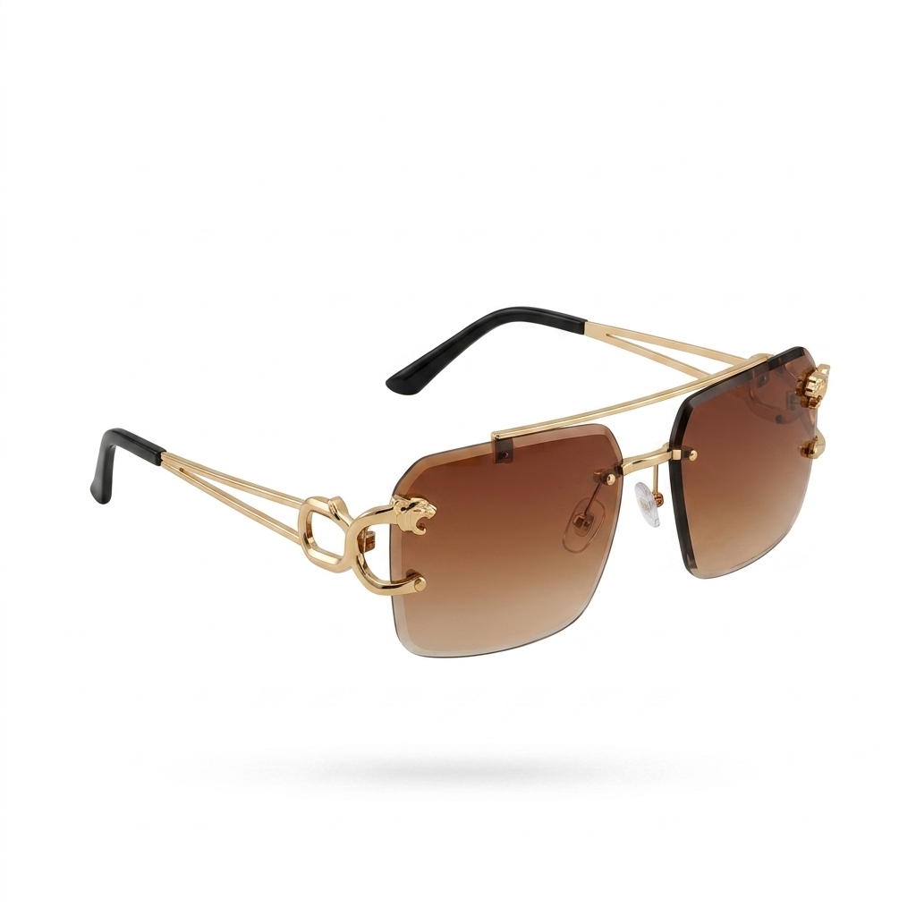 Rimless Gold Frame Gradient Sunglasses