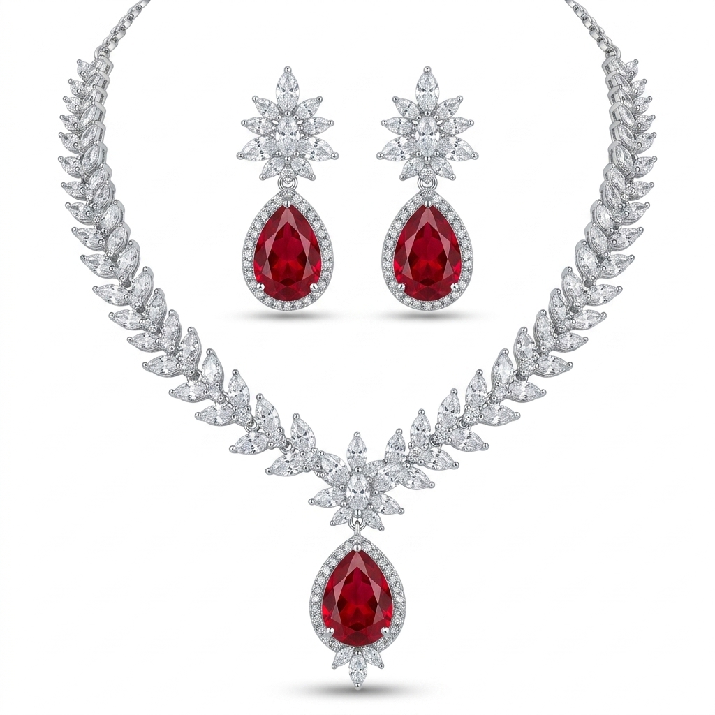 Elegant Ruby AD Jewellery Set for Women
