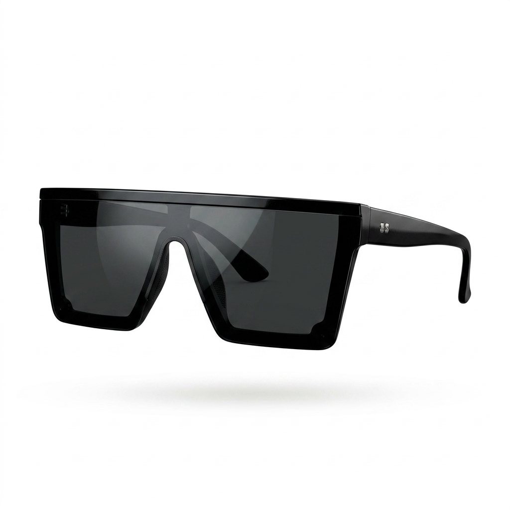 Trendy Black Flat Top Shield Sunglasses for Men & Women