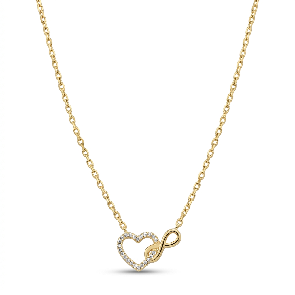 Gold-Plated Heart Infinity CZ Necklace for Women