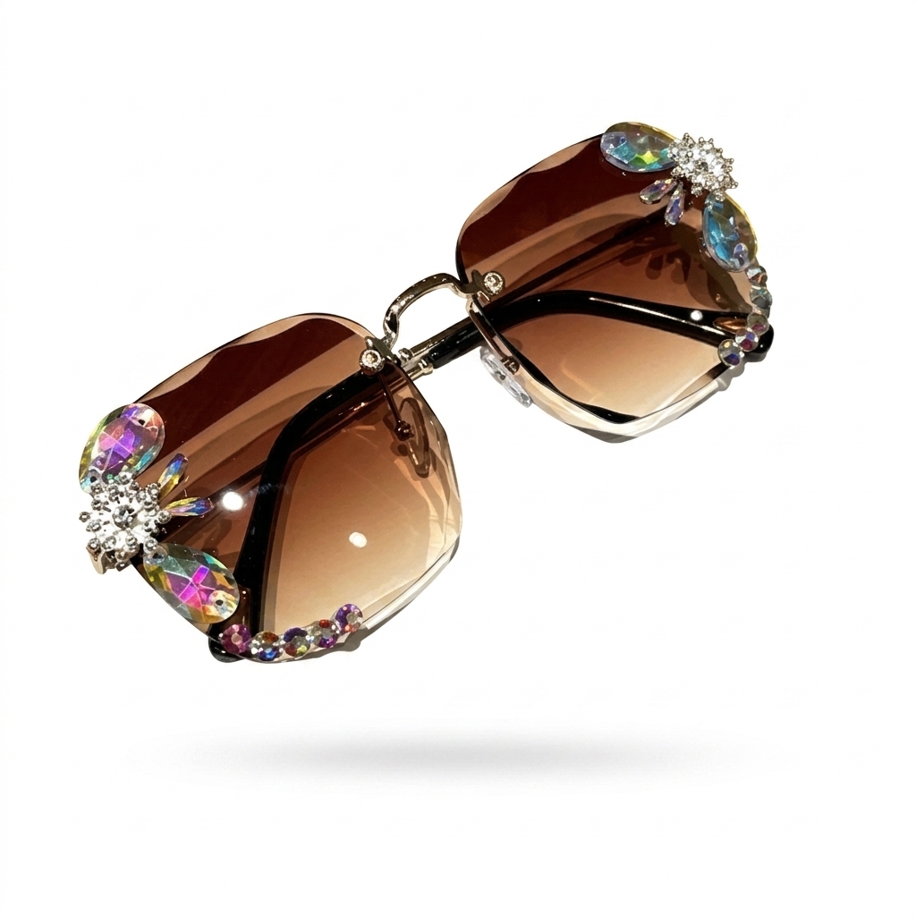 Rimless Embellished Gradient Sunglasses