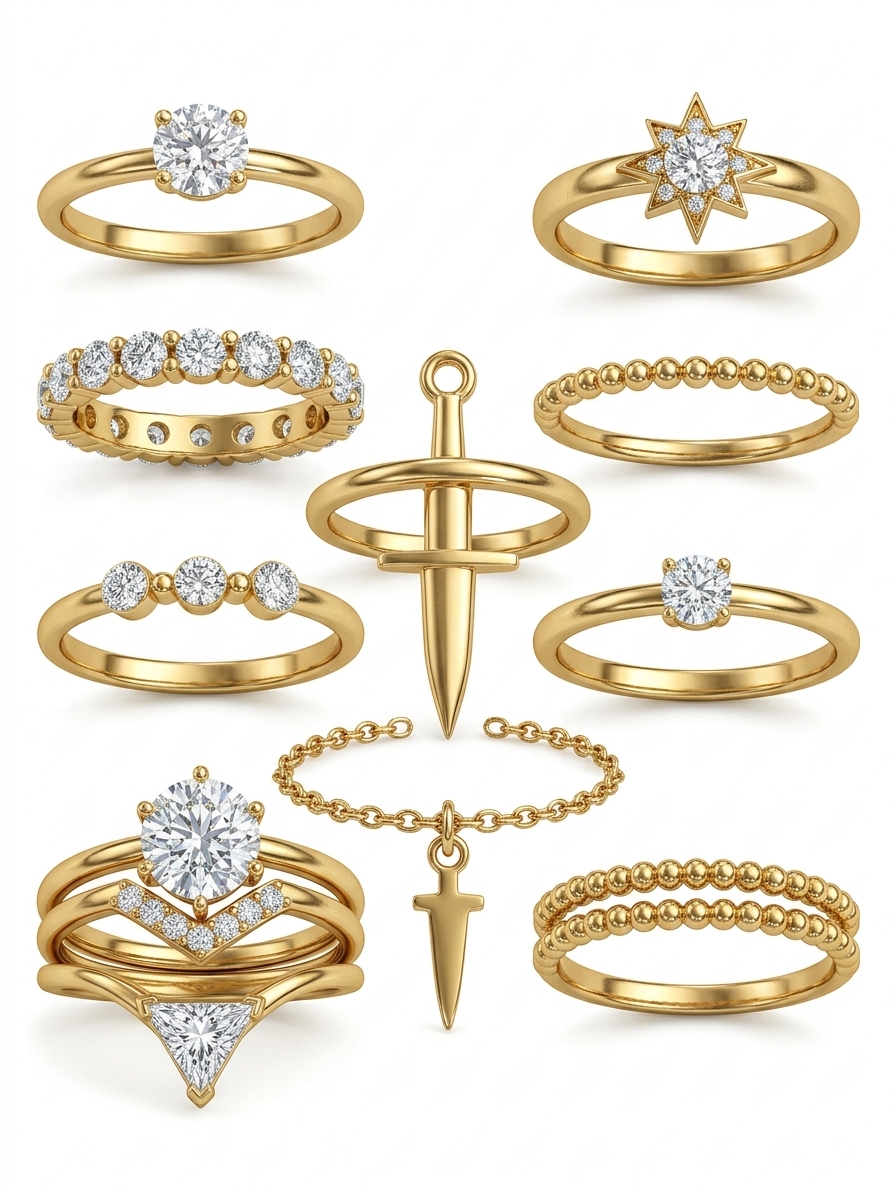 Gold Plated CZ Stone Rings | Fashion Jewellery for Women