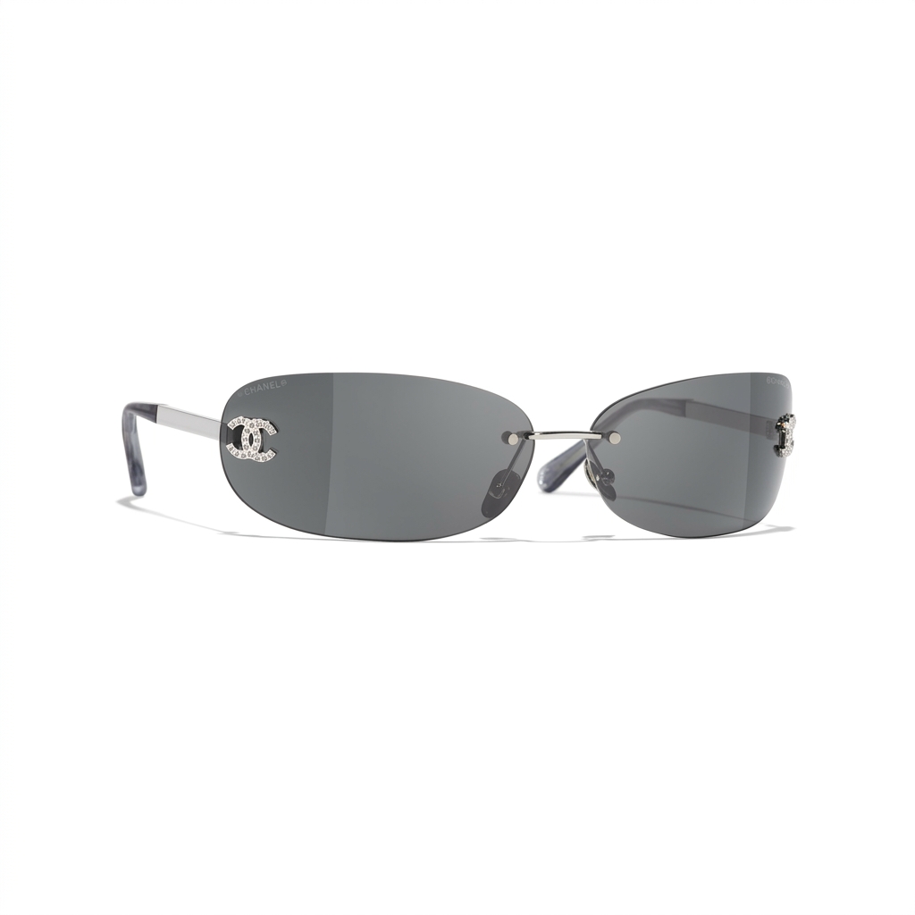 Stylish Embellished Rimless Oval Sunglasses