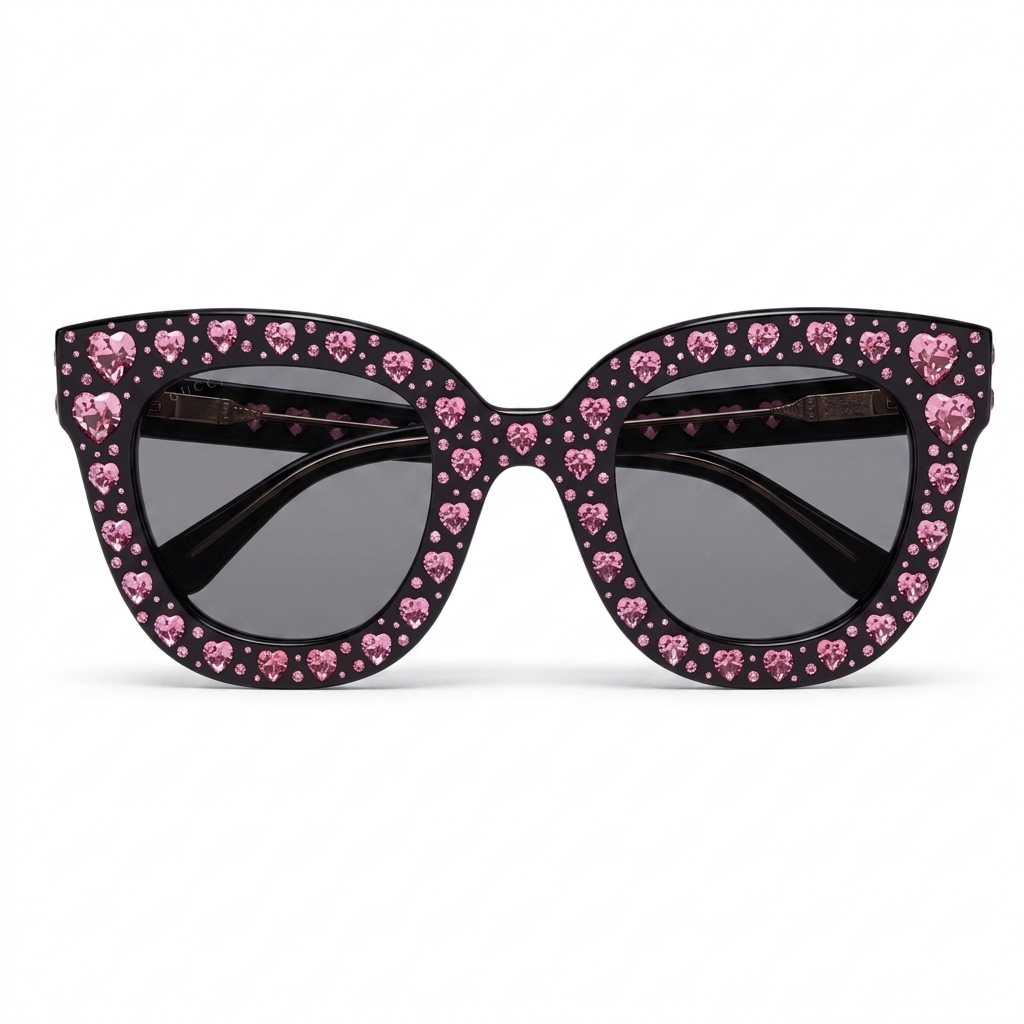 Pink Crystal Cat Eye Sunglasses for Women