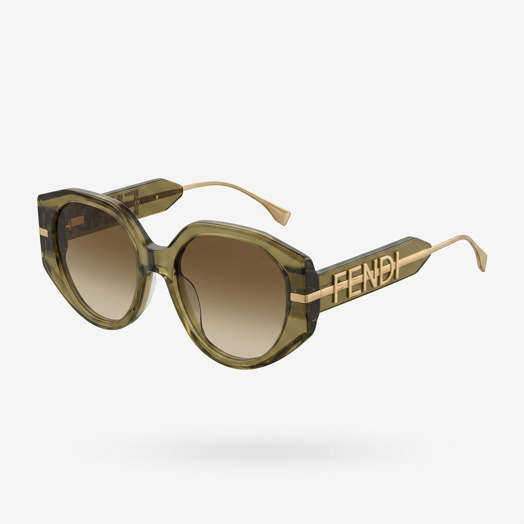 Fendi Olive Green Octagonal Sunglasses