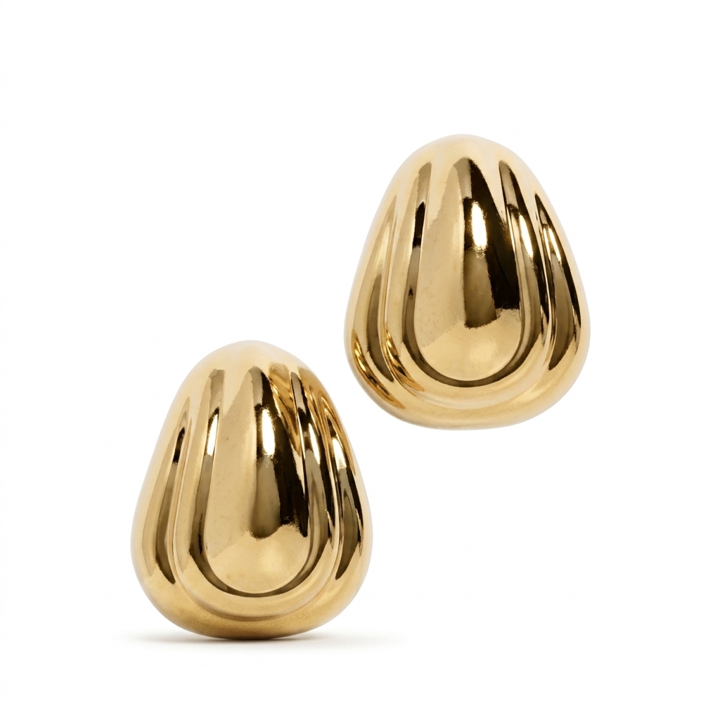 Stylish Gold Plated Dome Earrings for Women